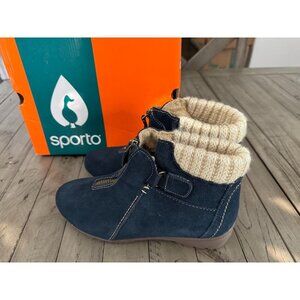NEW Sporto Booties Micah Womens Navy Lined Waterproof Size 8W